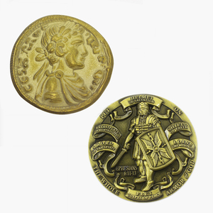 Pièces de défi personnalisées en alliage de zinc et laiton, 2D et 3D, polies, aux designs anciens, modernes, traditionnels et Feng Shui, plaquées or - Product Image 4