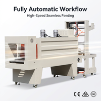 Machine semi-automatique pneumatique de découpe, scellage et rétraction de bouteilles d'eau minérale de type manchette, avec chauffage haute fréquence pour sacs