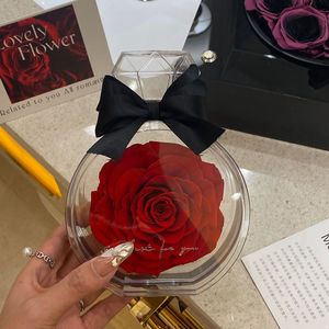 Hecho a mano elegante flor para siempre caja de regalo del Día de San Valentín presente Real preservado inmortal eternidad rosa en una caja de diamante Acrílico - Product Image 4