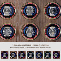 Organisateur de montres de luxe en similicuir avec remontoir automatique pour 6 montres, 15 emplacements, rangement rectangulaire en PU avec arrêt automatique pour montre