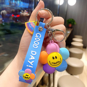 Sáng Tạo Cao Su Mặt Cười Keychain Dễ Thương PVC Hạnh Phúc Mặt Dây Chuyền Móc Khóa Vòng Chìa Khóa Cho Cô Gái Phụ Nữ Phụ Kiện - Product Image 6