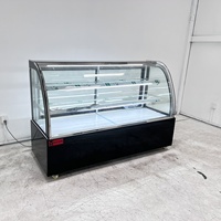 Nouvelle Arrivée Vitrine Réfrigérée Commerciale Rétro Noire 350L avec Porte Vitrée pour Gâteaux et Aliments