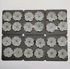 Pierre précieuse en quartz blanc givré en forme de fleur, taille T-2F 16mm/18mm, pour la création de bijoux - Product Image 4