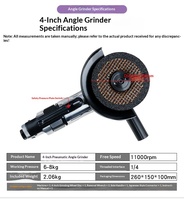 Meuleuse d'angle pneumatique de 4 pouces, machine de polissage et de meulage à air comprimé de 5 pouces, outil de débavurage pour l'élimination de la rouille, disque abrasif de coupe
