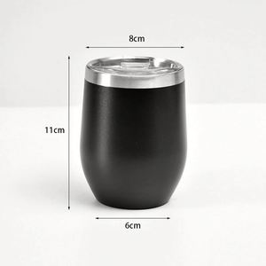 Personalized 12oz Stainless Steel Insulated Powder Coated Egg Shape Cup Promotional Gift <b>Coffee</b> Mug Custom Wine Tumbler with Lid - Product Image 2