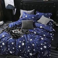 Parure de lit plate en microfibre douce à motif étoilé, housse de couette avec fermeture éclair et 2 taies d'oreiller