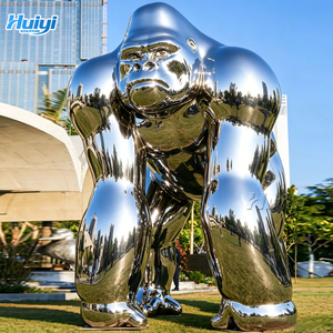 Escultura Moderna de King Kong Gorila, Tallada a Mano en Acero Inoxidable, Estatua de Metal Pulido, Color Personalizado, Diseño Personalizado para <span class=keywords><strong>Hotel</strong></span> - Product Image 1
