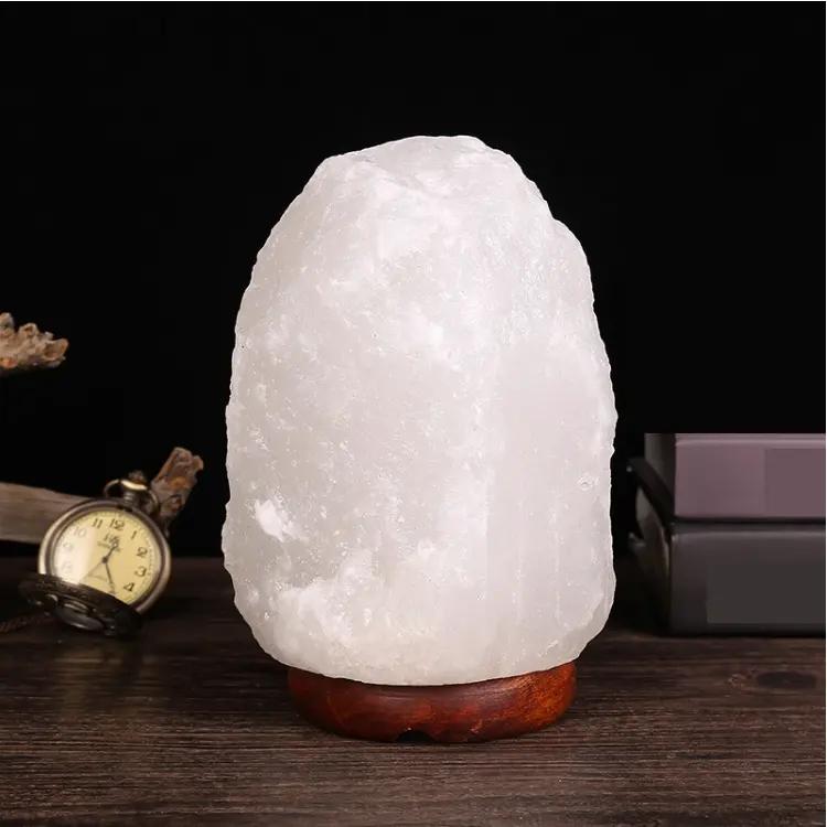 Organic Material Natural Home Hotel Decoration Handicraft Dimmer switch Salt Lamp with Wooden Base Salt night light