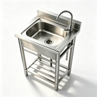 Évier simple en acier inoxydable de qualité industrielle pour le rinçage des couverts, idéal pour les cuisines de restaurants rapide