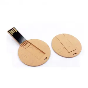 Eco Friendly Degradable Material mini Round card Usb Flash Drives 16GB Card U Disk 32GB Recycled Paper Pen Drive 128gb
