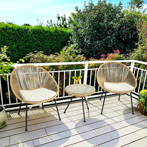 Set <span class=keywords><strong>Furniture</strong></span> dan kursi rotan, tabung baja rotan kasual 3 bagian luar ruangan taman luar ruangan warna-warni meja balkon dan kursi - Product Image 5