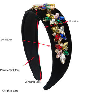 Diadema de terciopelo coreano con diamantes de imitación para mujer, accesorios florales barrocos para el cabello, accesorios nupciales de lujo con cristales - Product Image 2