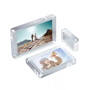 Frameless वर्ग मजबूत चुंबकीय एक्रिलिक फोटो फ्रेम/पारदर्शी टेबल कार्ड धारक/Rimless क्रिस्टल एक्रिलिक तस्वीर फ्रेम
