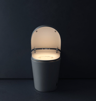 WC intelligent multifonctionnel avec design de ligne colorée, siphon en S inclus, siège chauffant, séchage à l'air, montage au sol, salle de bain, sanitaire