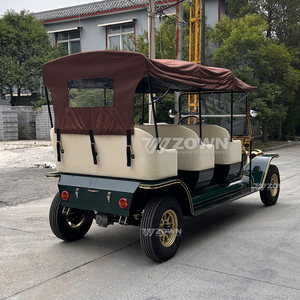 Antique Retro Electric Sightseeing Cart With Brown <b>Canvas</b> Roof For Scenic Area Guest Transport - Product Image 2