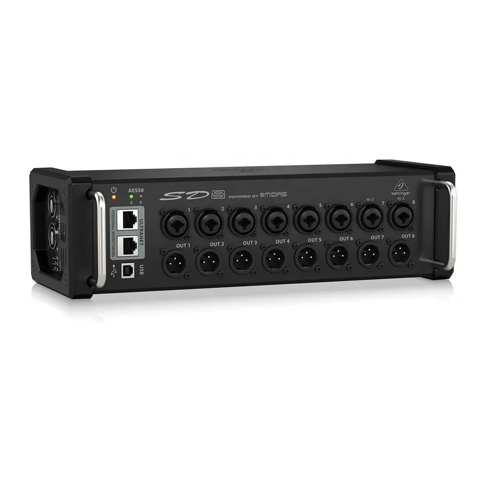 Behringer Caja de Escenario Digital SD8, Equipo de Música con 8 Entradas y 8 Salidas, Integración Ultranet con Sistemas Powerplay P16