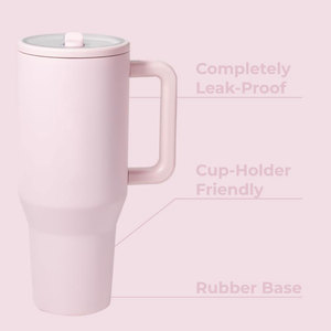 EVEPURE Vaso Térmico de Doble Pared con Aislamiento al Vacío de 40 oz, con Asa, Pajita Abatible, Antiderrames, de Acero Inoxidable con Base de Goma - Product Image 2