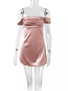 Vestido Elegante de Un Solo Hombro 2026, Vestidos Casuales Personalizados OEM, Vestidos Casuales con Espalda Descubierta y Pliegues, Vestidos Modestos de Color Sólido - Product Image 5