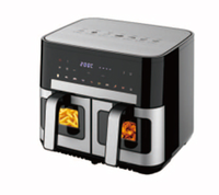 Friteuse à air numérique à double cuve avec grand écran couleur et fenêtre de visualisation, capacités 2.5L, 5.0L, 6.0L, 8L, 9L, 10L, 11L, 12L