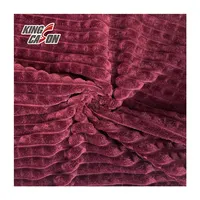 KINGCASON - Red Wine Jacquard Carving Plaid Flannel Fleece Fabric