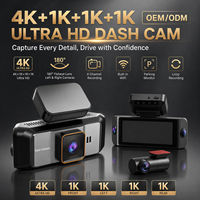 Caméra embarquée 4 canaux 4K+1K+1K+1K 360° en gros °   Caméra embarquée WIFI DVR pour voiture avec capteur G, GPS, caméra avant et arrière 4K, vision nocturne