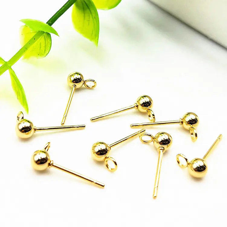 S1126 Stainless Ball Post Ear Stud、Stainless Steel 4 5 6ミリメートルBall PostsとLoop