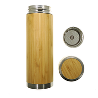 Tasse à thé isotherme réutilisable en bambou écologique, avec isolation sous vide en acier inoxydable, personnalisable avec logo gravé au laser, durable