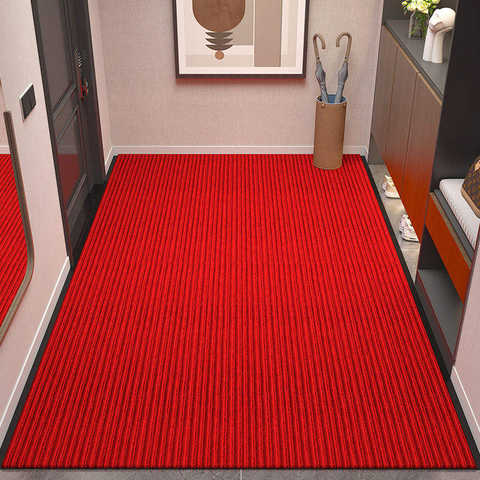Hot Sale Double Stripes Carpet PVC Non-Slip Thick Hotel Staircase Office Corridor Carpet Floor Grey Red Mat Runner Rug