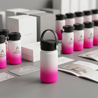 Bouteille d'eau promotionnelle en acier inoxydable 12oz, isotherme sous vide, avec couvercle à clapet et poignée portable, idéale pour cadeau d'entreprise
