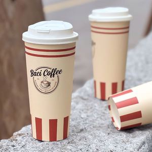 Vasos de Papel Desechables de Doble Pared con Tapa, Biodegradables, Ecológicos, Aptos para Alimentos, con Logotipo Personalizado - Product Image 6