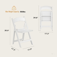 Chaise pliante en résine blanche avec assise rembourrée en mousse vinyle, durable et imperméable, idéale pour les mariages, les fêtes et les banquets