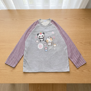 HOUZHOU Y2k Harajuku Kawaii Striped Hoodie Women Japanese Fashion <b>Patchwork</b> Cartoon Print Autumn 2023 New - Product Image 3