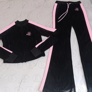 <span class=keywords><strong>Tuta</strong></span> da <span class=keywords><strong>Donna</strong></span> in Velluto <span class=keywords><strong>Rosa</strong></span> Stile Y2K, 2 Pezzi: Felpa Corta con Cappuccio e Pantaloni a Zampa a Vita Bassa, Outfit Casual Streetwear - Product Image 3