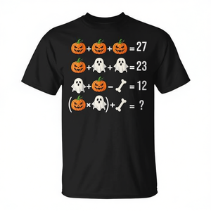 Camiseta con diseño divertido de Meme Pumpkin Ghost Math Teacher, disfraz de Halloween, camiseta unisex para adultos - Product Image 2
