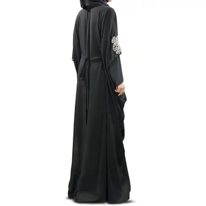 Elegante Abaya de Fibra de Poliéster Sedosa para Mujer, Diseño Personalizado, Vestido Musulmán Modesto y Elegante, Transpirable, Holgado, con Cinturón en la Cintura - Product Image 3