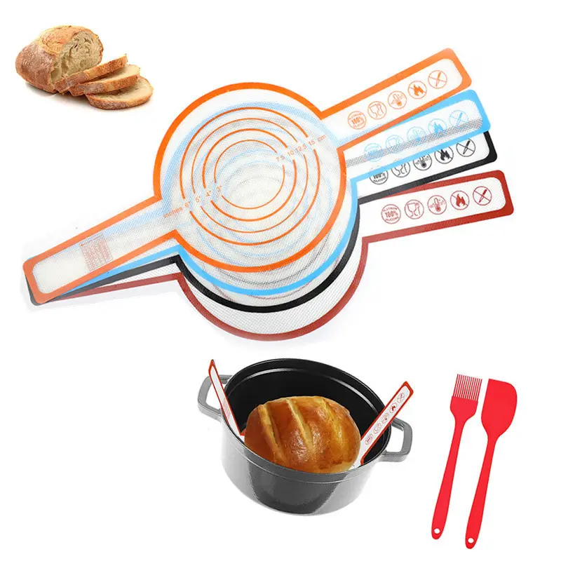 2024 Non-Stick & Easy Clean Reusable Silicone Bread Sling With Extra Long Handles Bread Baking Sheet Liner for Dutch Oven