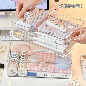 Transparent Storage Basket Rectangle <b>Large</b> Capacity No Lid For <b>Desk</b> Office Student Home Organization - Product Image 2