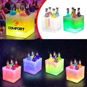 Thùng đá đựng rượu sâm banh, vodka bằng acrylic trong suốt, hình vuông, hai lớp, mạ vàng, có đèn LED, kiểu nhà hàng đêm Trung Quốc - Product Image 4