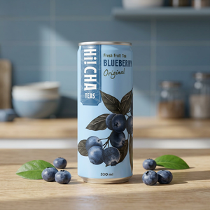 Thé glacé aux fruits frais de myrtille 330 ml, directement de l'usine, saveur fruitée premium, emballage personnalisé en canette, pour supermarchés - Product Image 3
