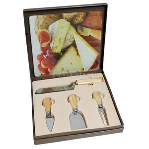 Juego de 5 Cuchillos para Queso de Lujo Ecológicos con Tabla de Cortar de Vidrio, Rebanador, Espátula, Cortador, Tenedor para Regalo - Product Image 2