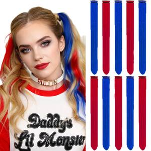 Extensiones de Cabello Sintético Kanekalon Ex154 de 65 Pulgadas, Lisas, Rojas y Azules, de 22 Pulgadas, para Cosplay y Fiestas, para Mujeres - Product Image 1