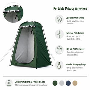 Tente d'intimité extérieure portable, cabine de change, abri de toilette pour le camping avec structure à poteaux externes et porte cintrée - Product Image 1