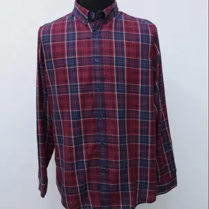 Stock Vêtements Hommes Plaid Pur Coton Slim Fit Manches Longues Chemise Décontractée à Carreaux Pour Hommes