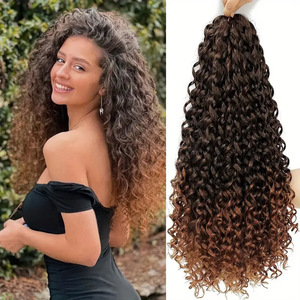 Extensions de cheveux synthétiques tressées au crochet, 22 mèches, 10 pouces, effet vague profonde, type faux locs, locs de déesse, teintes - Product Image 4