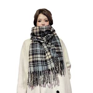 Otoño Invierno nuevo poliéster imitación Cachemira bufanda a cuadros estilo coreano de gama alta cálido transpirable chal estudiante versátil - Product Image 5