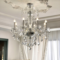 Lustre moderne en verre cristal avec bras suspendus pour salon, chambre, hôtel, maison, éclairage décoratif intérieur