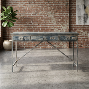 Table console industrielle vintage en métal écologique avec tiroirs de rangement, facile à nettoyer, idéale pour appartement, salon ou villa - Product Image 2