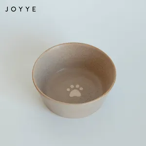 Joyye Hand Paint Ceramic Cat Dog Pet Bowl Non Slippery Reactive Glaze 600ミリリットルPet Feeder Bowl