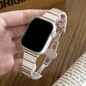 Correa de reloj inteligente delgada para mujer Upro, con hebilla de mariposa de una sola pieza, correa de acero inoxidable para Apple Watch 4/5/6/7/9 Ultra - Product Image 1