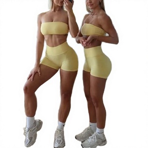 Wholesale DF Bandeau Bra High <b>Support</b> Lightweight Simple Seamless Workout Fitness Gym Custom Tube <b>Crop</b> <b>Top</b> Sports Yoga Tank Bra - Product Image 3